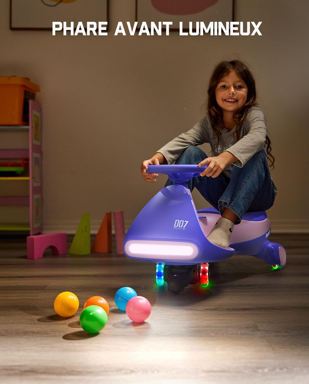 FanttikRide 12V N7 Pro Voiture Électrique Enfants, Anti-Bascule, Ergonomique, 2 en 1, 2 Vitesses, Roues Clignotantes, Bluetooth, Chargement Type C, pour Enfants à Partir de 3 Ans, 68 Kg.