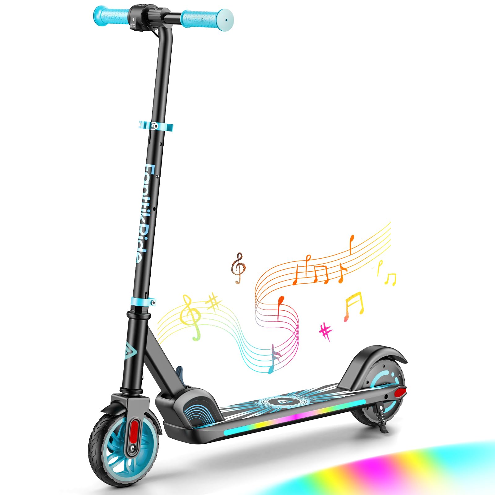 FanttikRide C9 Apex Trottinette Électrique Enfant 1,2-1,6 m, Haut-Parleur Bluetooth, Lumières Arc-en-Ciel, Vitesses 8/13/16 km/h, Autonomie 8 km, Hauteur Réglable, Pliable, Charge maximale 60 kg