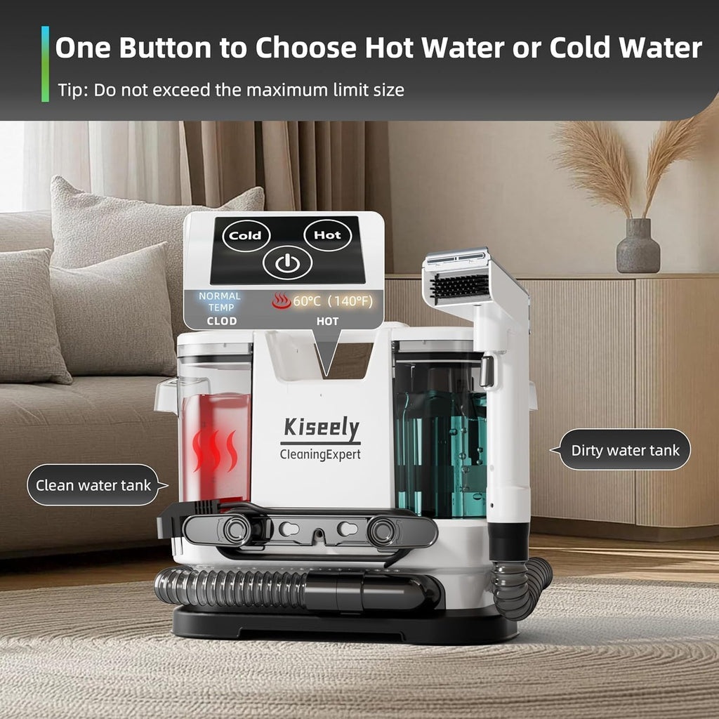 Nettoyeur de tapis et de tissus d'ameublement portable, chauffage instantané, Shampouineuse Canapé, puissant aspirateur et nettoyeur en profondeur (MN1)