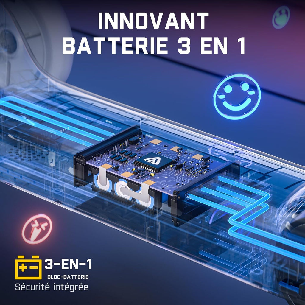 FanttikRide K9 Pro Trottinette Electrique pour Enfants, 3/6/10 km/h, Mode Vitesse IA, Charge Rapide Type-C, 5 Modes D'éclairage, Guidon Réglable, pour Enfants Jusqu'à 60 kg