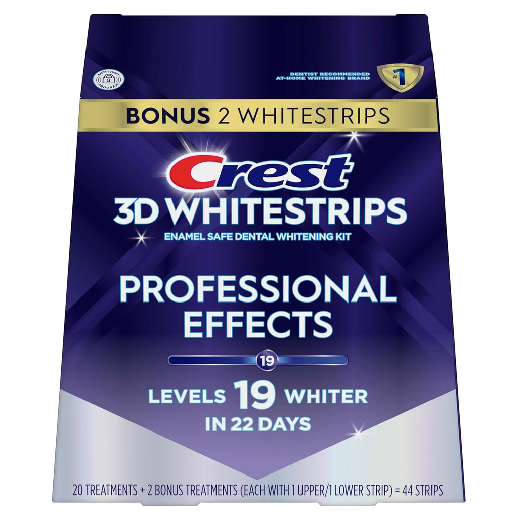 Crest 3D Whitestrips Professional Effects – Teeth Whitening Kit, 22 Treatments (20 + 2 Bonus), Each with 1 Upper/1Lower, 44 Strips – Crest 3DWhite Teeth Whitening Strips