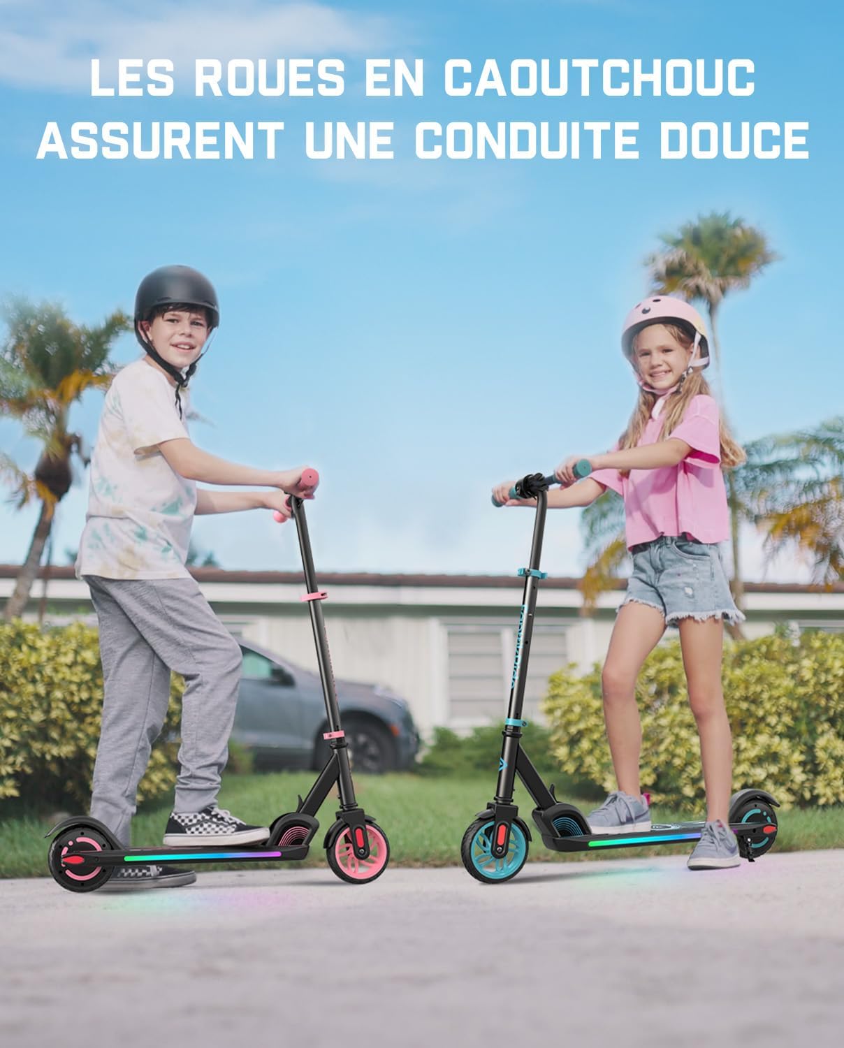 FanttikRide C9 Apex Trottinette Électrique Enfant 1,2-1,6 m, Haut-Parleur Bluetooth, Lumières Arc-en-Ciel, Vitesses 8/13/16 km/h, Autonomie 8 km, Hauteur Réglable, Pliable, Charge maximale 60 kg