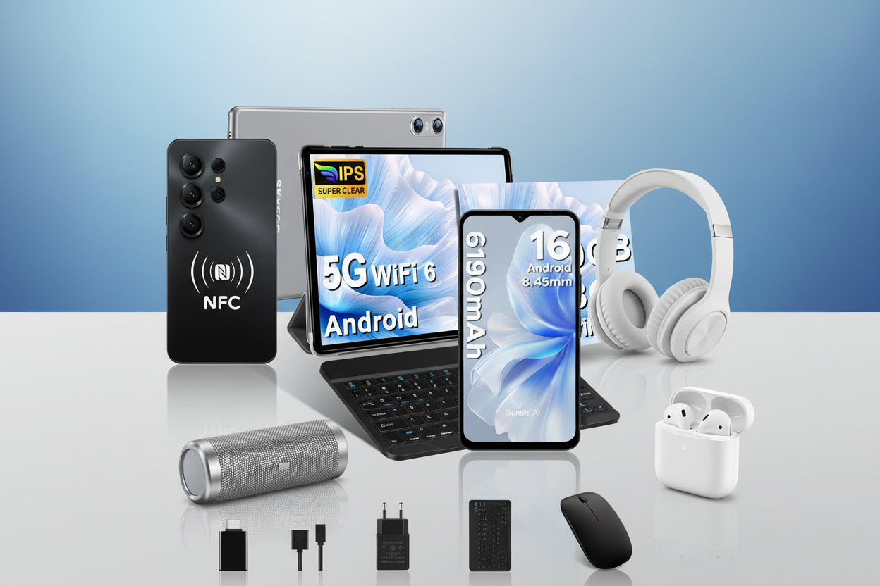 Tablette Android 14 avec 5G Wi-Fi 6, 20 GO RAM+128 GO ROM (Extensible Jusqu'à 1 To), Tablette Tactile avec Widevine L1, 8 Cœurs, 5MP+8MP, Tablette 10 Pouces avec Clavier+Souris et Cas, Gris Espace