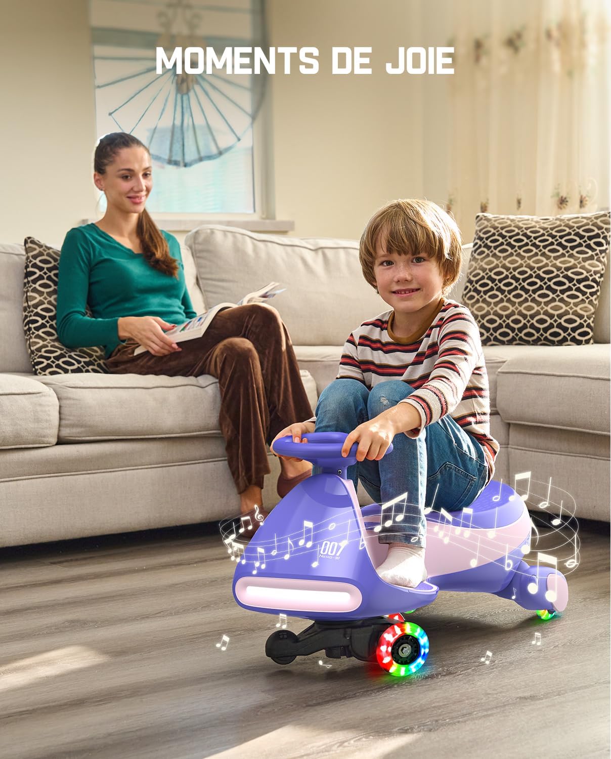 FanttikRide 12V N7 Pro Voiture Électrique Enfants, Anti-Bascule, Ergonomique, 2 en 1, 2 Vitesses, Roues Clignotantes, Bluetooth, Chargement Type C, pour Enfants à Partir de 3 Ans, 68 Kg.