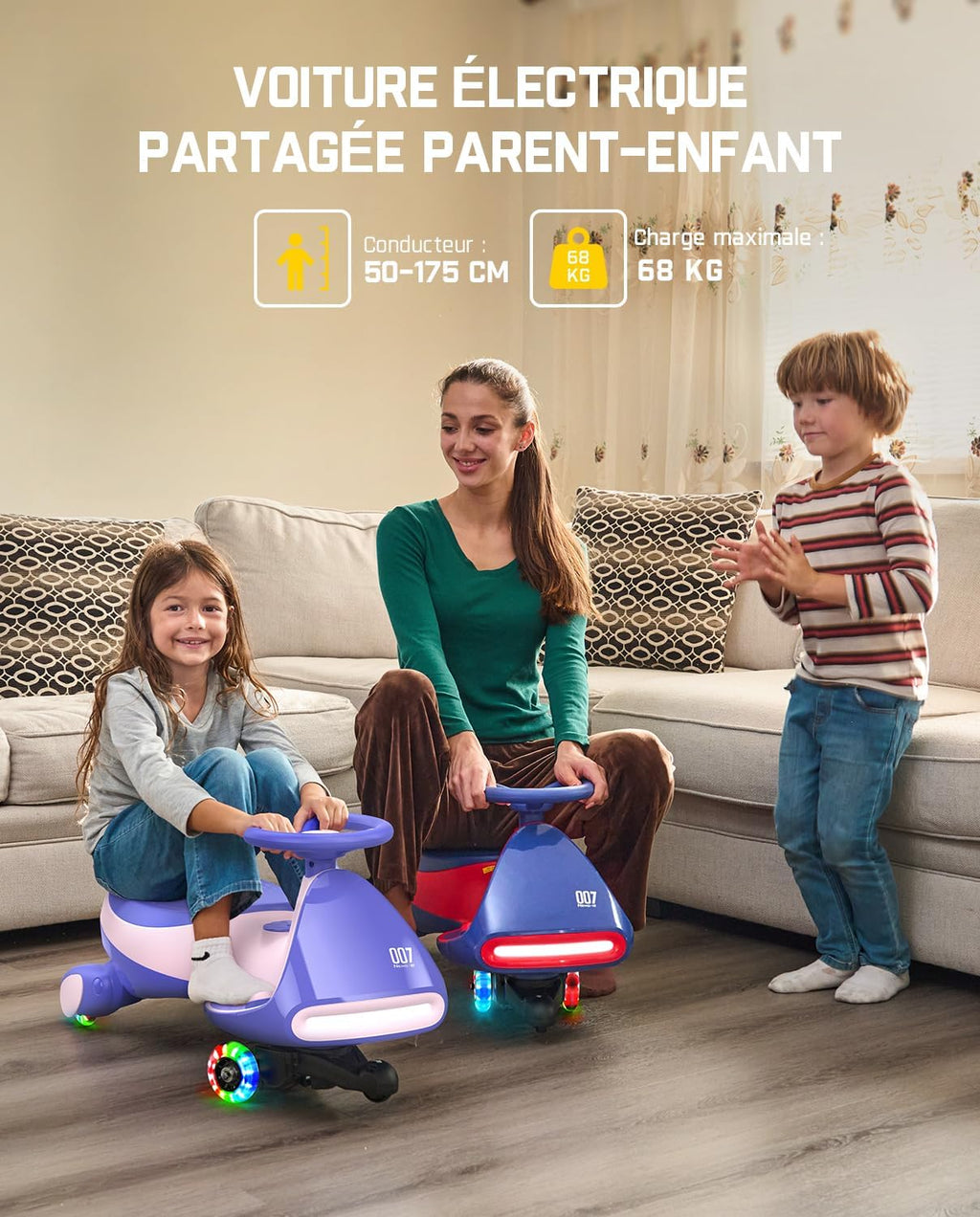 FanttikRide 12V N7 Pro Voiture Électrique Enfants, Anti-Bascule, Ergonomique, 2 en 1, 2 Vitesses, Roues Clignotantes, Bluetooth, Chargement Type C, pour Enfants à Partir de 3 Ans, 68 Kg.