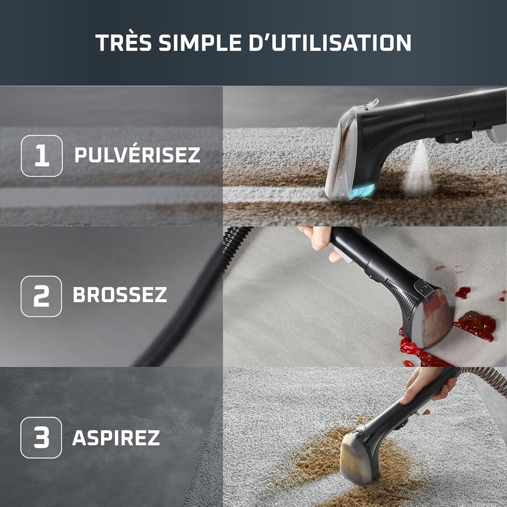 Rowenta, Clean it, Shampouineuse, Détacheur Nettoyeur de Tache, Rapide et Facile, Intérieur de Voiture, 750W, IN5020F0, Bleu/Noir