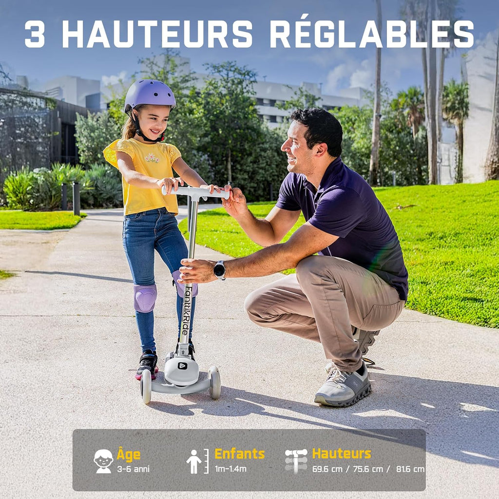 FanttikRide K9 Pro Trottinette Electrique pour Enfants, 3/6/10 km/h, Mode Vitesse IA, Charge Rapide Type-C, 5 Modes D'éclairage, Guidon Réglable, pour Enfants Jusqu'à 60 kg