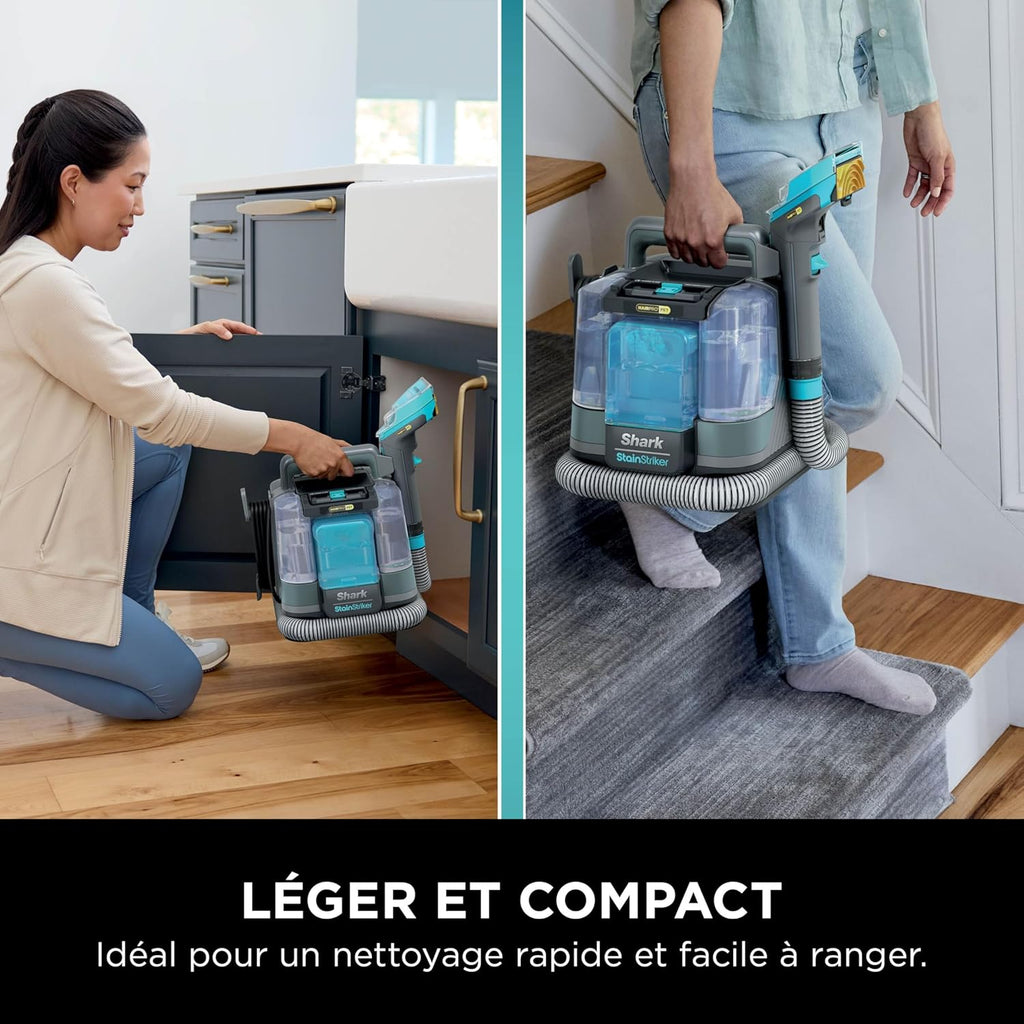 Shark StainStriker HairPro spécial animaux, Shampouineuse canapé, Aspirateur 450W, Extracteur de poils, Élimine taches et odeurs, Léger et portable, 4 accessoires et 2 formules de nettoyage PX250EUCP