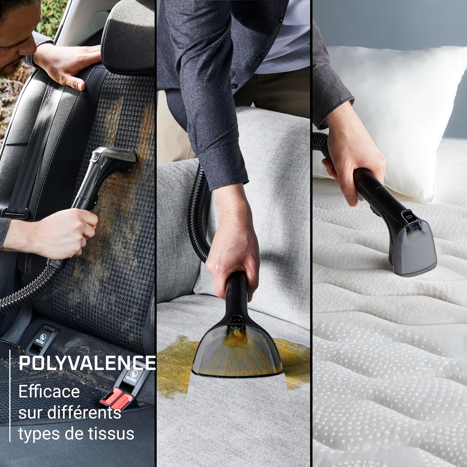 Rowenta, Clean It Compact, Shampouineuse, Détacheur, Nettoyeur Portable, Tapis, Intérieur de Voiture, Canapés, Design Compact, Puissant 400W, IN3011F0, Grise