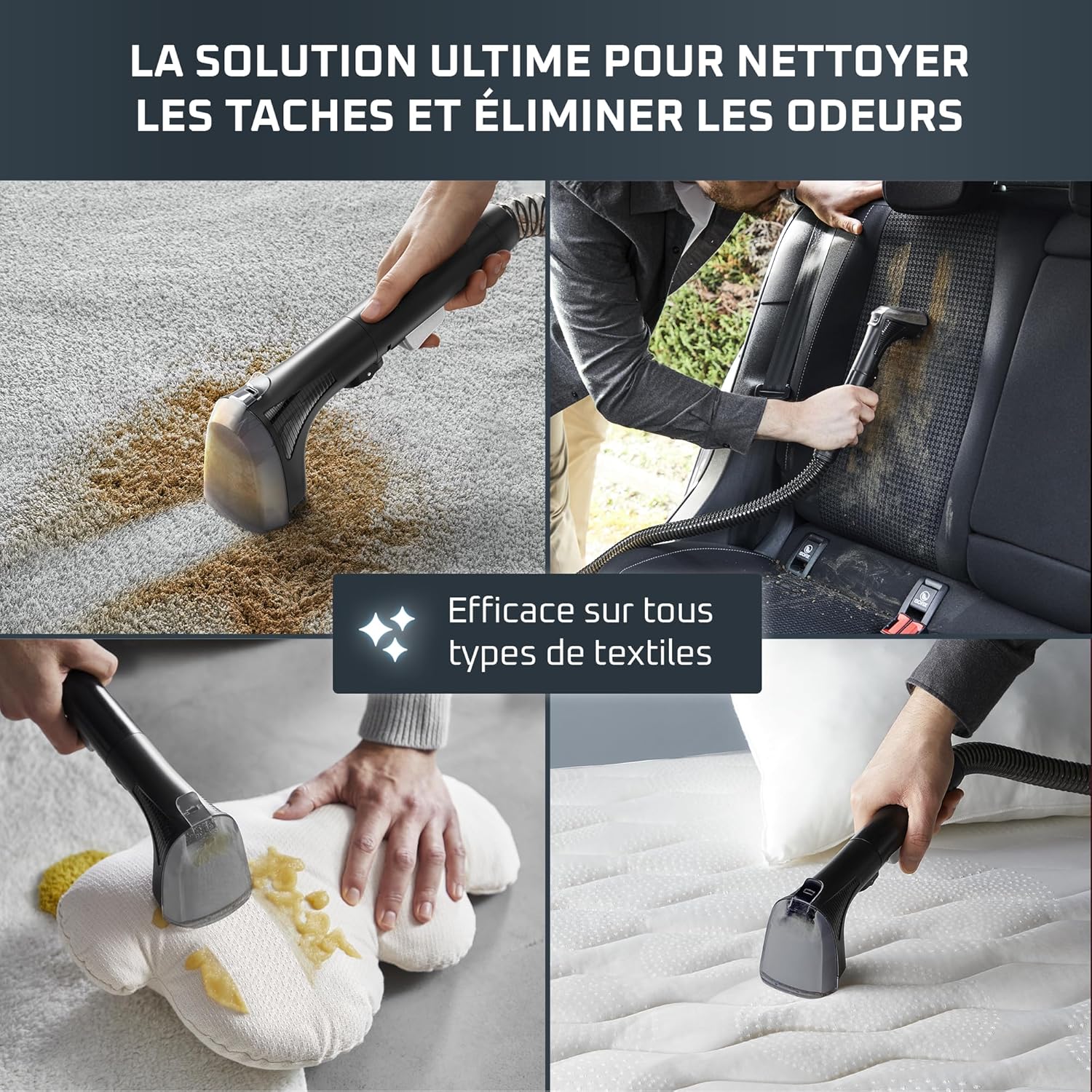 Rowenta, Clean it, Shampouineuse, Détacheur Nettoyeur de Tache, Rapide et Facile, Intérieur de Voiture, 750W, IN5020F0, Bleu/Noir